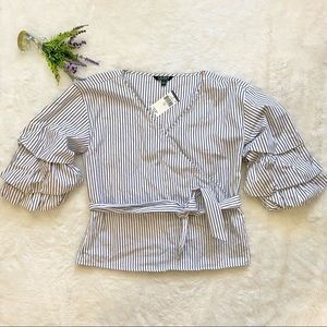 NEW Lauren Ralph Lauren Tiered Puff Sleeve Top
